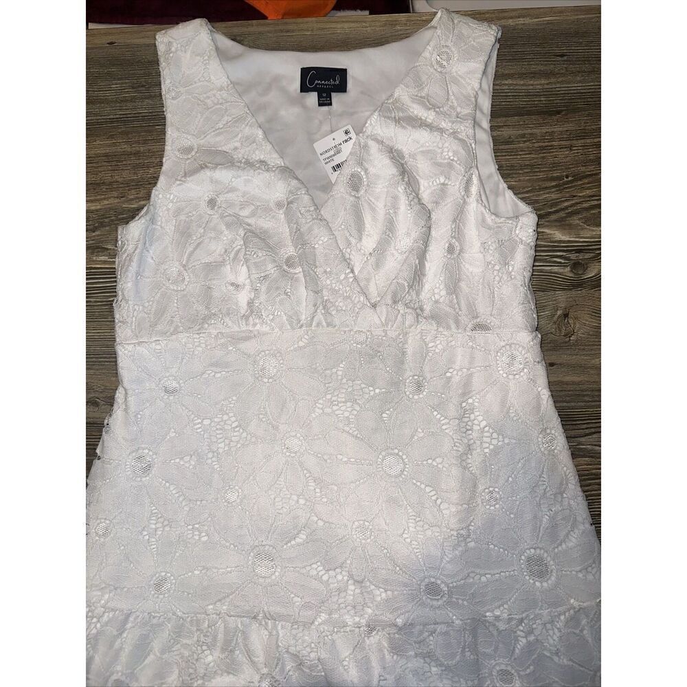 Connected Apparel Womens Chiffon Lace White Midi Dress. Size 12. NWT. V